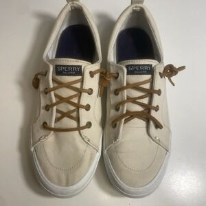 Sperry Women's Canvas Topsider Loafers Leather Laces Size 10